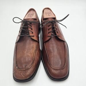 E.T. Wright Men's Brown Perforated Leather Oxford Dress Shoes Size 11B Made...‎